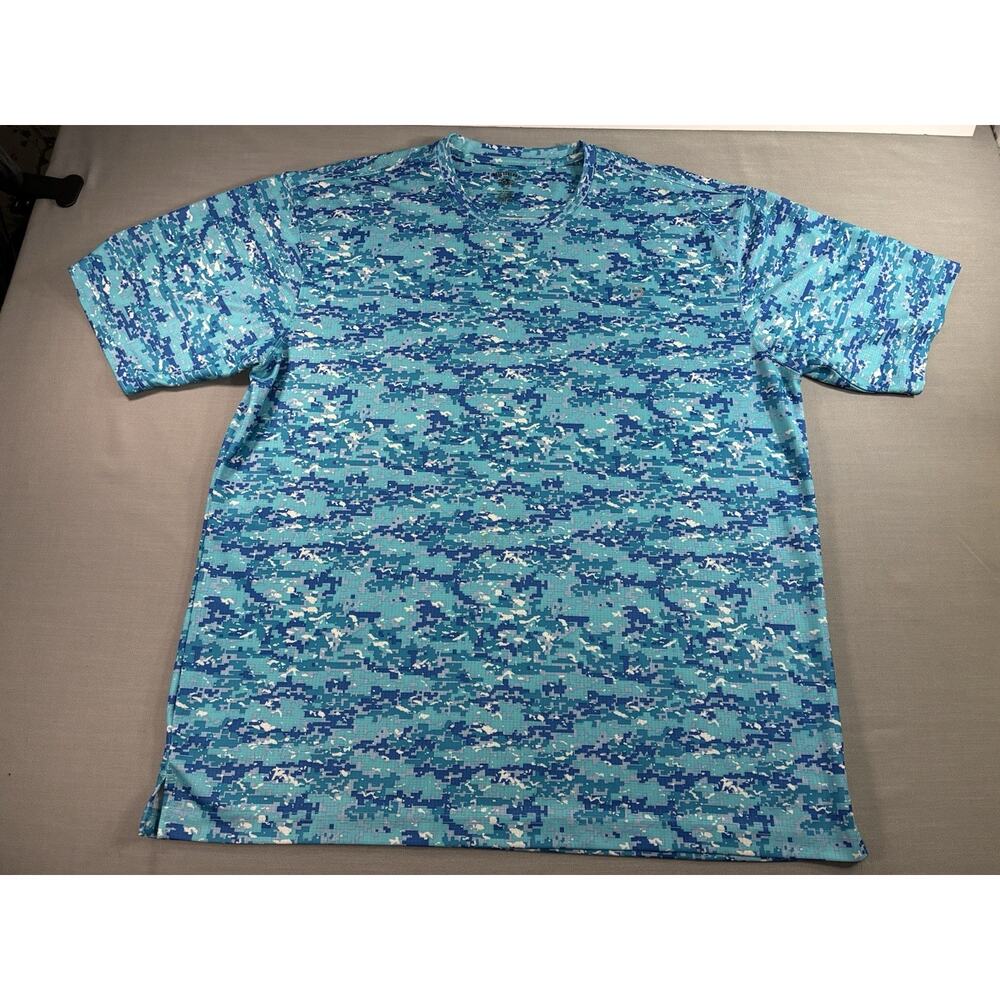 Reel Legends Digital Camo Fishing Shirt Mens XXL Blue Performance Outdoor Tee